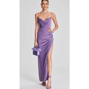 Retrofete Katya Sequin Maxi Dress XS Metallic Lavender NWT